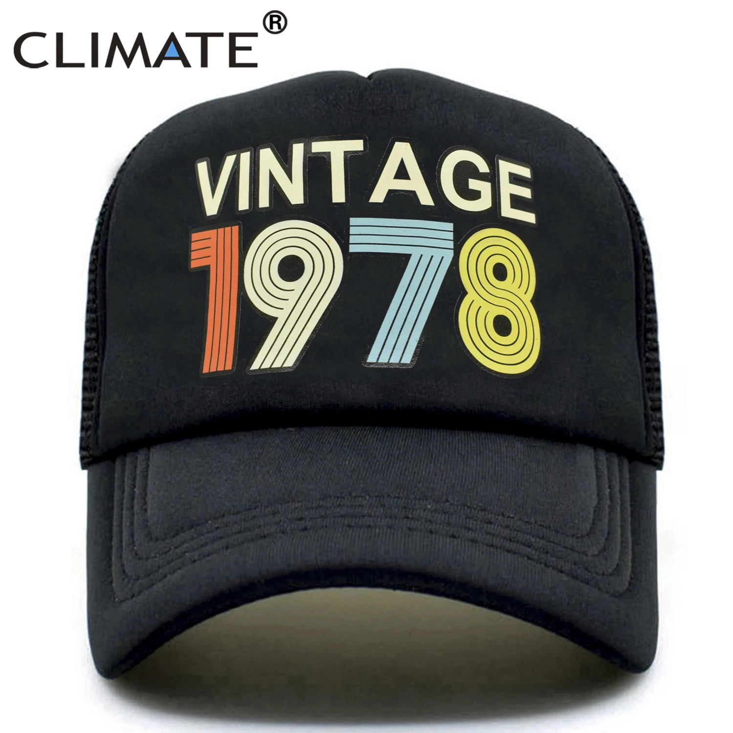 1978 Cap Baseball-Caps Trucker-Cap Retro Vintage Birthday-Gift Black CLIMATE for Men