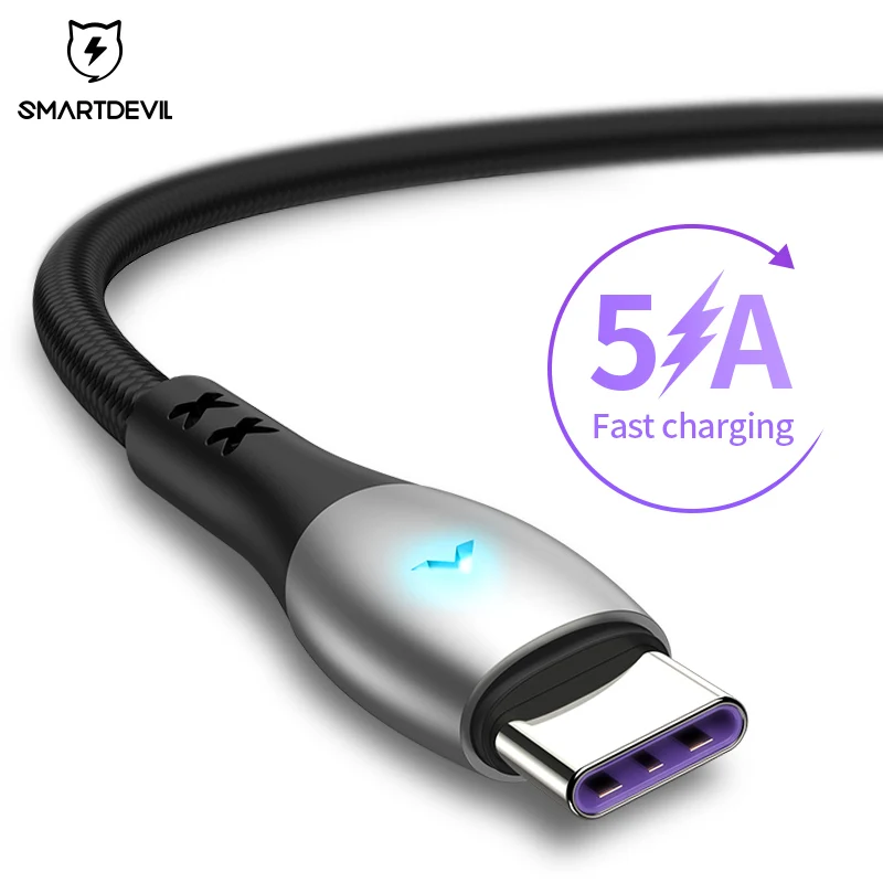 SmartDevil Быстрая зарядка USB C type C кабель 5A для huawei Lite Pro usb зарядный кабель для huawei P20 для samsung S9 Кабель-адаптер