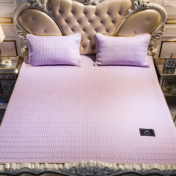 

Summer COOL Sheet Latex Fiber Bed Sheet Set With Elastic Rubber Solid Fitted Sheet Mattress Cover Modern Style Soft And Cool Mat
