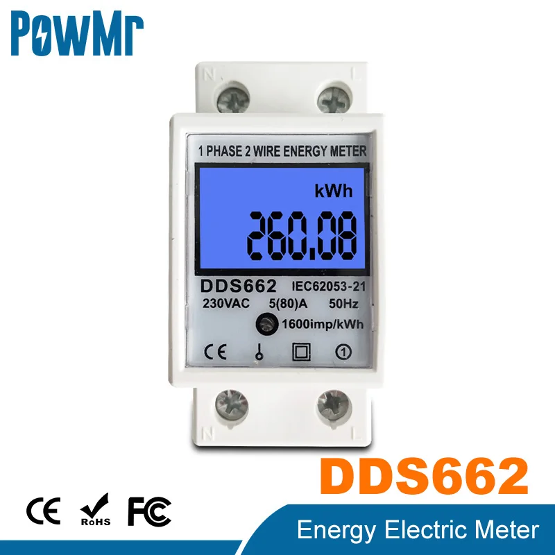 80A однофазный двухпроводной ЖК цифровой дисплей ваттметр энергопотребление электрический счетчик кВт/ч AC230V 50 Гц Электрический DinRail