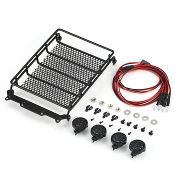 

Metal Roof Rack Luggage Carrier with LED Spotlights Bar for TAMIYA CC01 AXIAL SCX10 D90 1/10 RC Off-Road Crawler
