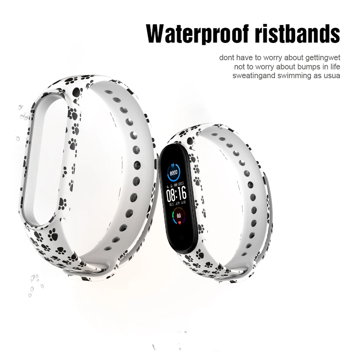 Silicone Bracelet For Xiaomi Mi Band 6453 Sport Wristband Mi Band 5 6 Replacement Straps for Waterproof Print Smart Watch Strap