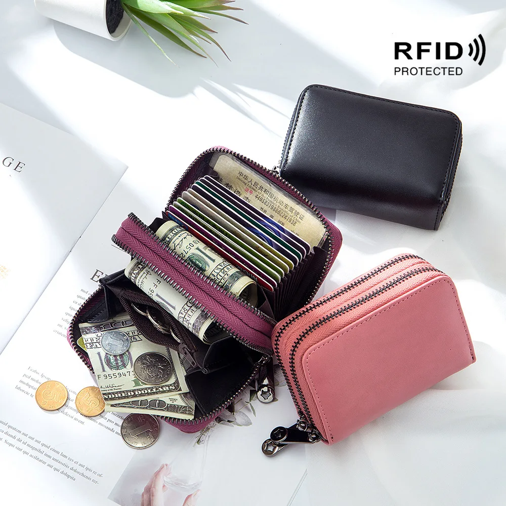 

Women Coin Wallet Genuine Leather Business RFID Small Wallets New 2020 Fashion Ladies Purse Credit Card Holder Organizer Purses