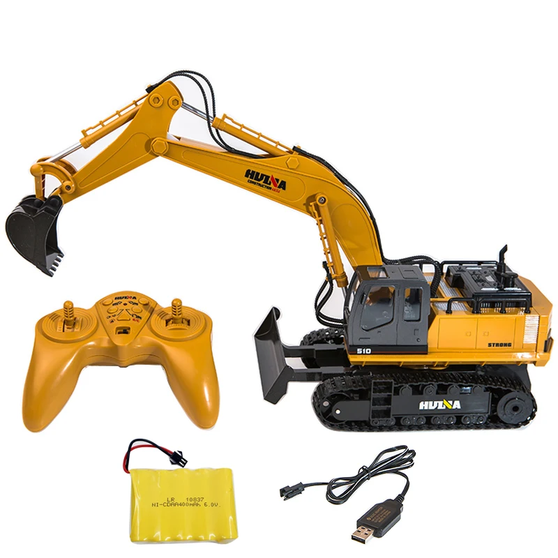 

HUINA 1510 1/16 Alloy Remote Control Excavator 11CH Mechanical Sound 680-degree Rotation Movable Stick Boom Bucket Kids Toys