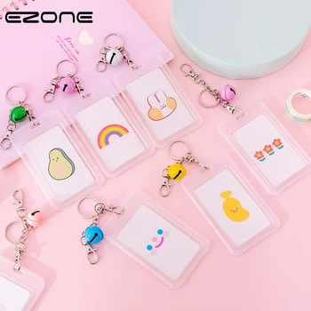 

EZONE 1PC Transparent Card Cover Students Card Cover Business Card Holder Cartoon Retractable Credit Card Holders