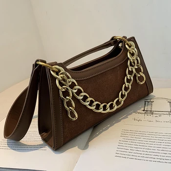 

Luxury Scrub Leather Underarm Package Designer Chain Women Shoulder Bags Chic Lady Clutch Bag Ins Autumn Winter Handbag Purse