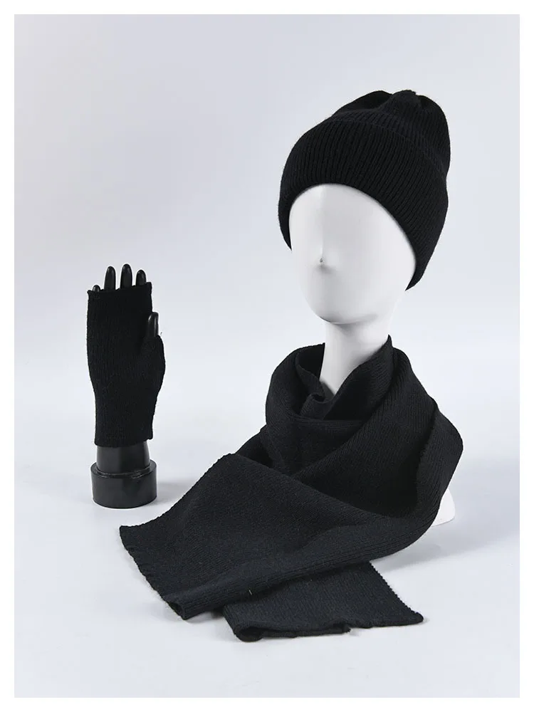 CIVICHIC, женская вязаная шапка, шарф, перчатки, 3 шт., теплый комплект, одноцветные, Skullies Beanies, повседневный головной убор, шикарная шаль, SH141