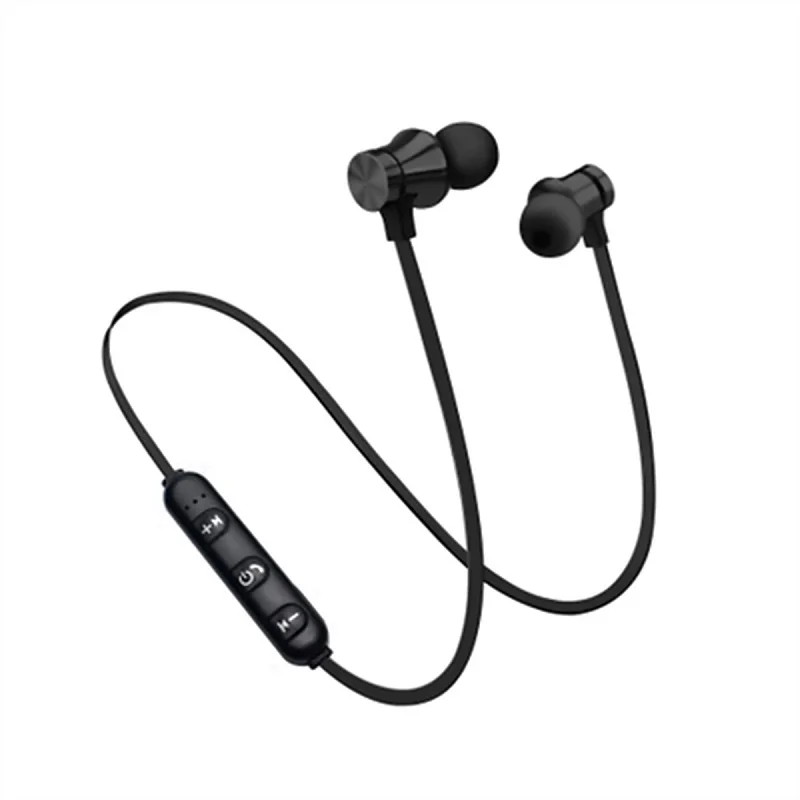 Magnetic Wireless Bluetooth Earphone Music Headset Phone Neckband Sport Earbuds Headphone with Mic For iPhone Samsung Xiaomi - Color: black