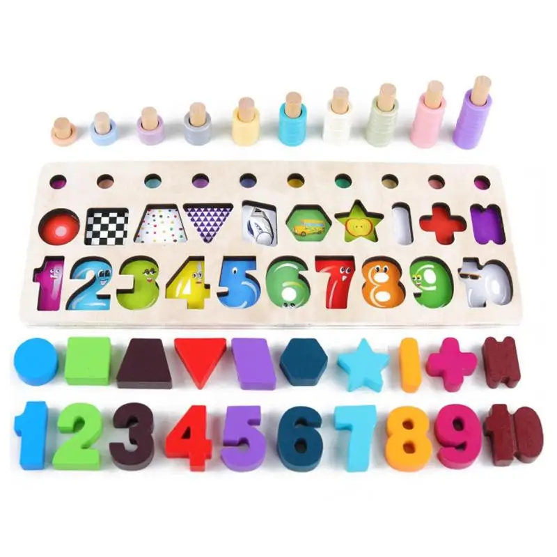 Монтессори детская цветная форма соотвествующая доска деревянная игрушка Геометрическая арифметическая интеллектуальное образование для детей младенческая развивающая игрушка