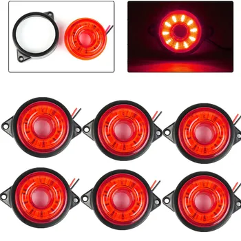 

6PCS 24V Truck Red Running Lights Auto Car Lights Amber 10 LED Stop Turn Tail Light Flush Mount Truck Trailer Lights