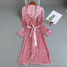 Женское осенне-зимнее Повседневное платье-кимоно, велюровая сексуальная ночная рубашка с длинным рукавом, халат, Свободная Домашняя одежда, теплый халат