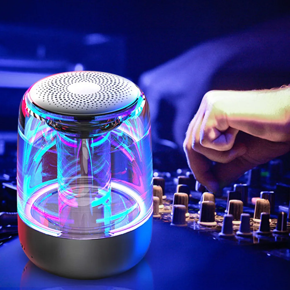 Portable Wireless Transparent RGB LED Blueteeth Speakers HD HiFi Powerful Sound WMic Hands Free Home Outdoor Speaker 40AUG6 (3)