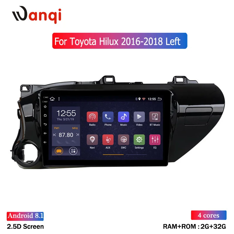 10 дюймов PIP Octa 8 Core 2 Гб+ 32 ГБ, Android автомобильный Радио DVD плеер для- Toyota Hilux навигацией, Wi-Fi, BT 4,8 - Цвет: quad cores