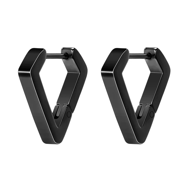 Stainless Steel Hoop Earrings for Women Men Black Rose Gold Plated Circle Round Earring Geometric Classic Cartilage Earrings EH698 Black