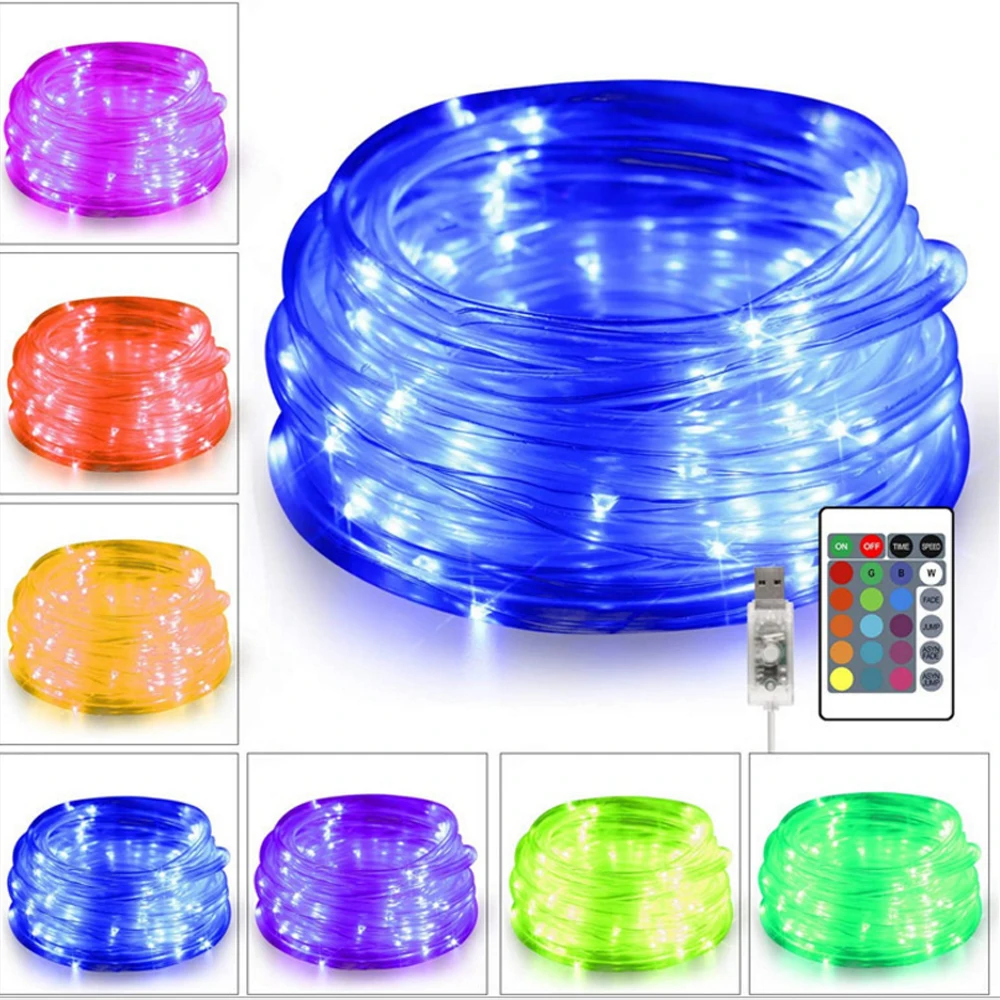 2Pack 10M 100LED Rope String Fairy Light IR remote Waterproof 8 Modes Xmas Decor 