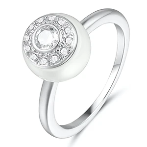 2 мм Ширина Цвета: золотистый, розовый, серебристый, керамические кольца для женщин в форме шара, CZ кристалл, женские свадебные, вечерние, рождественский подарок - Цвет основного камня: White Silver