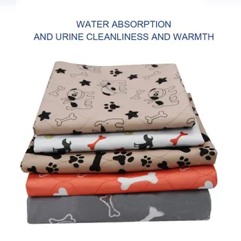

Pet Dog Pee Pad Three-layer Waterproof Bone Printed Pattern Cat Urine Pad Reusable Washable Pee Mattress Cushion