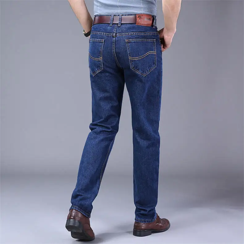 2019 Autumn Jeans Men Casual Business Cotton Force Denim Trousers Slim Fit Jeans Spring Straight Denim Pants Male Thin Men Jeans 2