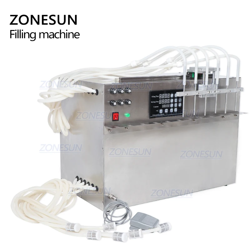 ZONESUN 6 головок самовсасывающий мешок для напитков разливочная машина с цифровым управлением компактная Точная машина для наполнения