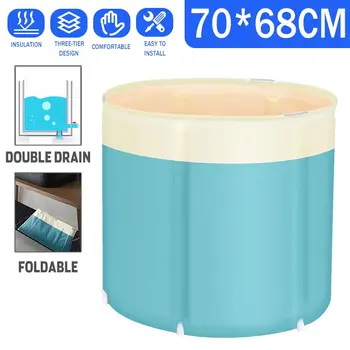 

Double Drain Large Capacity Bathtub Adult Children's Folding Tub Massage Adult Bath Baby Tub Home Spa Home Sauna Washing Tub