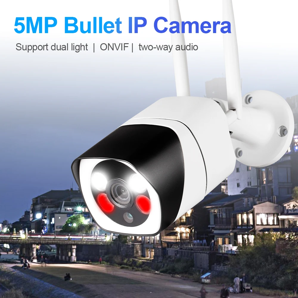 FUERS 4CH DVR 5.0MP 2.0MP ip-камера система наблюдения ONVIF беспроводная наружная система видеонаблюдения P2P пуля IR-Cut двойной светильник
