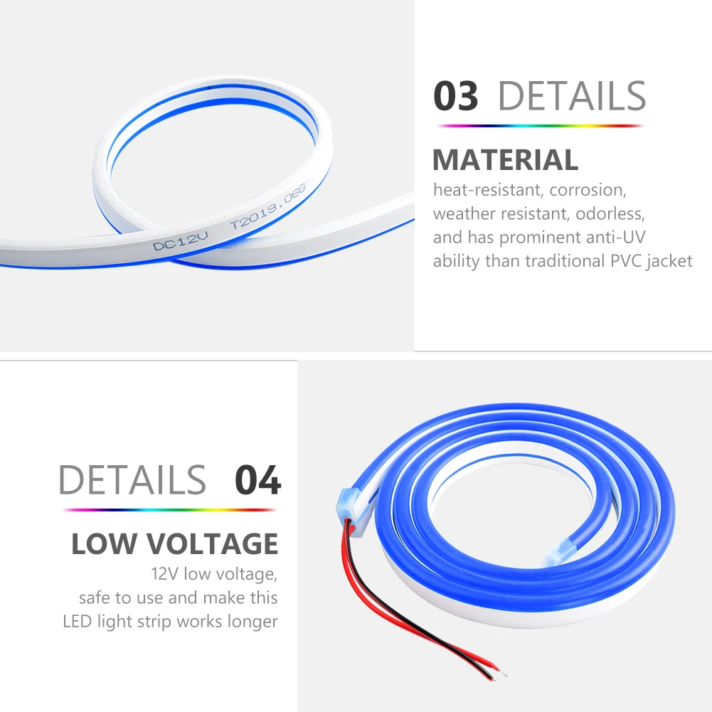 Neon Lights DC12V SMD2835 Flexible LED Car lamp Sewing Edge Strip  Waterproof Rope Tube Silicone Tube 1m-5m Neon LED Strip 12V