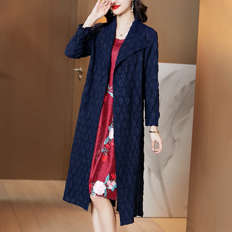 

Coat Women Spring and Autumn Vintage Solid Color Loose Stretch Outerwear Trench Coat For Women 45-75kg