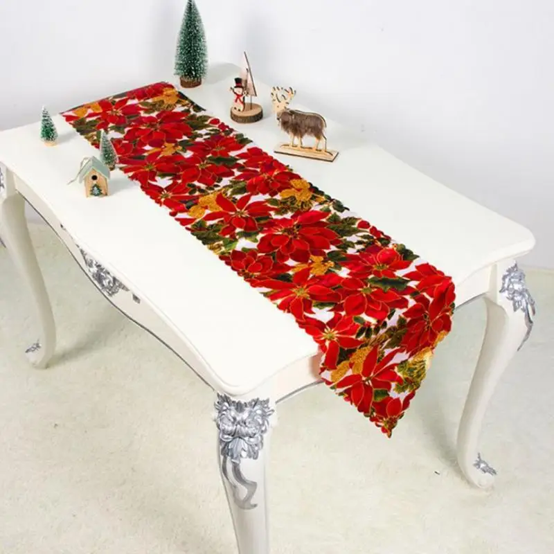 

Christmas Table Runner Printing Christmas Decoration Washable Covers Dining Room Polyester