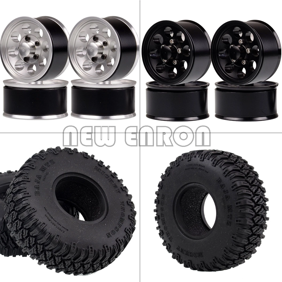 

NEW ENRON 4P 1.55" Metal Beadlock Wheels Rim Hub 96MM Tires Tyre FOR RC 1/10 1:10 D90 TF2 Tamiya CC01 LC70 MST JIMNY Axial 90069