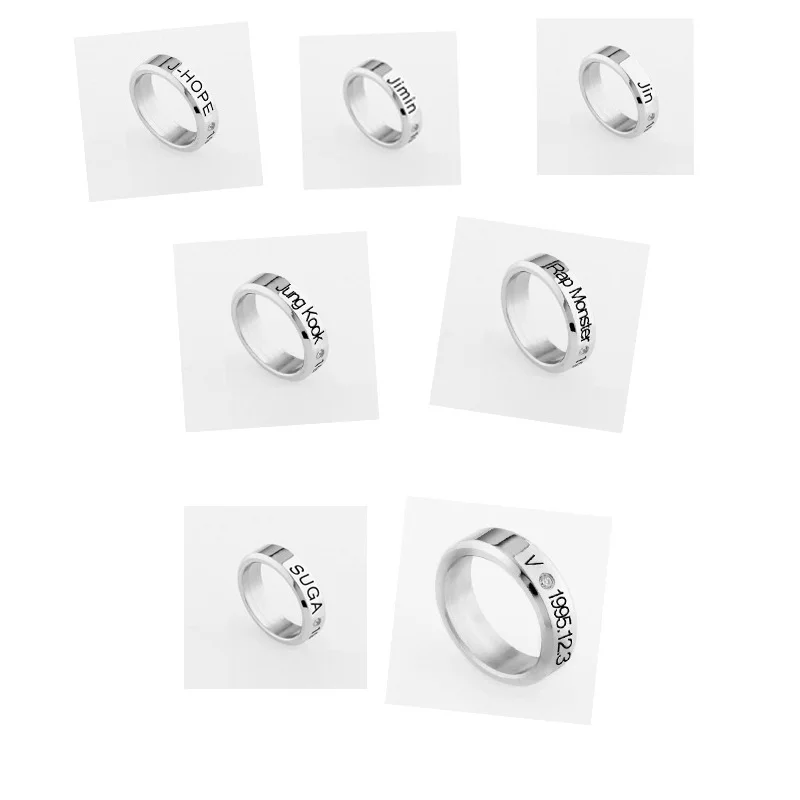

KPOP Jungkook V Suga Jimin J-hope Jin Rm RAP MONSTER Ring Jewelry Birthday Aid Student Lovers Ring Hand Jewelry Women fans gifts