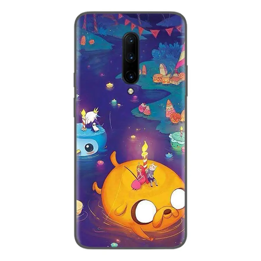 Adventure Time Finn Jake Black Case for Oneplus 7Pro 1+7 Pro 6 6T 5 5T 3 3T Art Gift Patterned Soft Phone Cover Coque