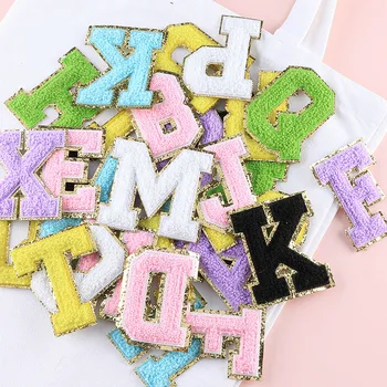 A-z 5.5cm Adhesive Letter Patches Towel Chenille Embroidery For Pvc Pouch  Diy Customized Phrase Craft Iron-on Patches - Bag Parts & Accessories -  AliExpress