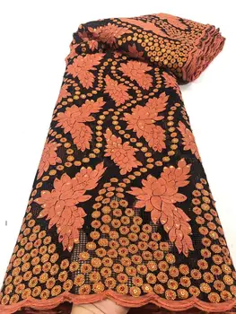 

2020 New Design African Lace Fabric High Quality French Nigerian Embroidered Tulle Lace Fabric With Sequins