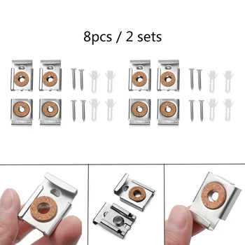 

8pcs Square Mirror Clips Unframed Adjustable Mirror Cabinet Bracket Spring Loaded Glass Clamps Hanging Holder Clip Bathroom