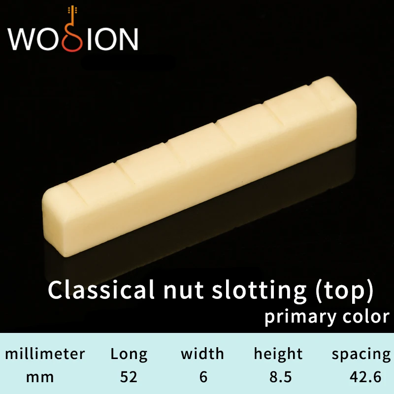 Wosion Bovine bone primary color Acoustic guitar ,Classical guitar nut slotted, upper and lower nuts slotted in various sizes。