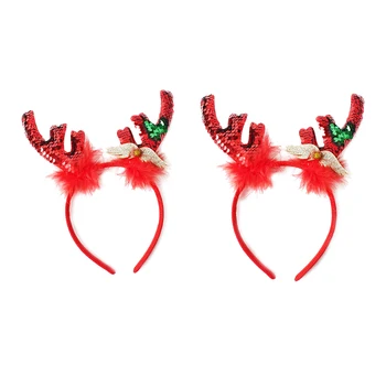 

2pcs Christmas Headband Elk Cartoon Xmas Hair Band for Festival Cosplay