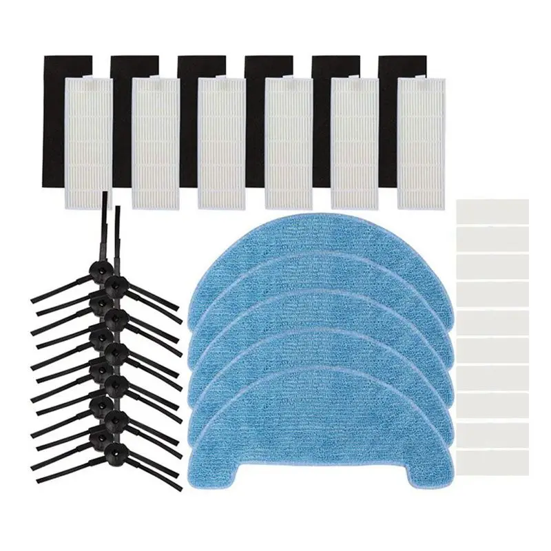 

Replacement Accessory Parts for ILIFE A4 Robot Vacuum - 6 pcs Hepa Filter 6 Pcs Sponge Filter 12 Pcs Side Brush 5 Pcs Mop Cloth