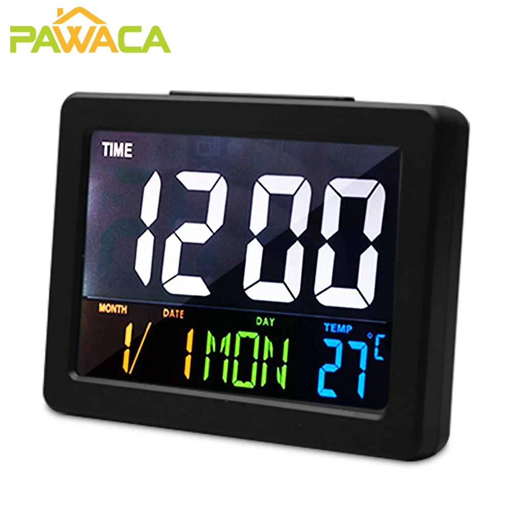 Large Color Screen Digital Alarm Clock Show Date, Week, Temperature