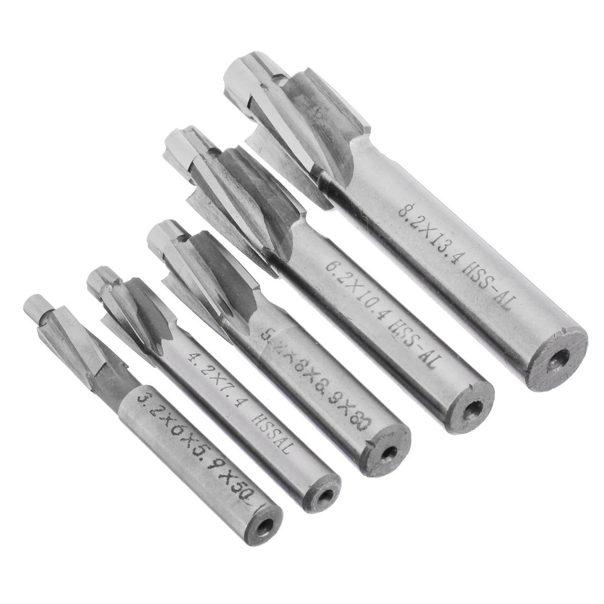5pcs 4 Flute Countersink End Mill Set HSS AL  Pilot Slot Drill Bit M3/M4/M6/M8 Milling Cutter