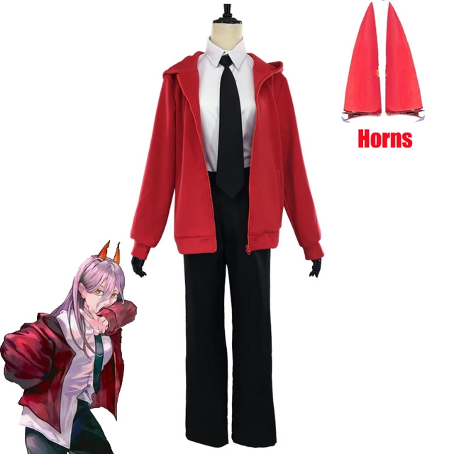 Anime Chainsaw Man Power Cosplay Costume Hooded Jacket Headdress