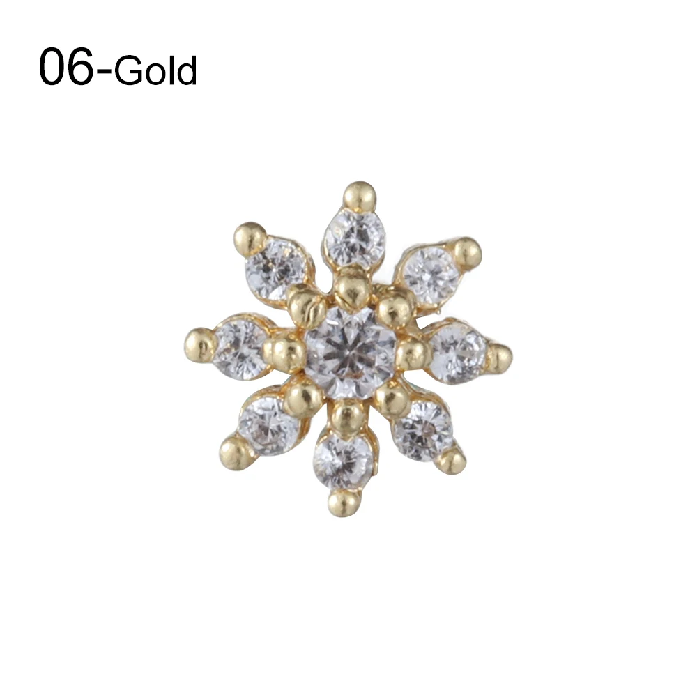6-Gold 20 г серьги из нержавеющей стали шпилька закручивающаяся задняя часть Стад Змея Ящерица Цветок Луна для хряща ушной раковины шпилька спираль Конч пирсинг серьги ювелирные изделия - Окраска металла: 6-Gold