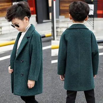 

2019 New Autumn Winter Kids Boys Fashion Woolen Coat Children's Double Breasted Windbreaker Teenage Boys Casual Wool Jacket B29