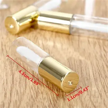 

10Pcs/Set 1.2ML Empty Transparent PE Lip Gloss Tubes Plastic Lip Balm Tube Lipstick Mini Sample Cosmetic Container Cap Gold With