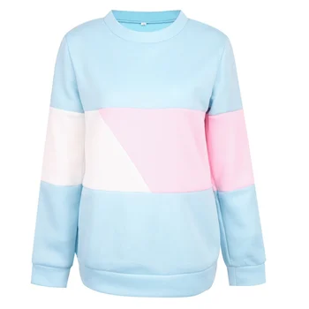 

Women Sweatshirt Loose Long Sleeve Pullovers Casual Hoodie Tops Fashion Colorblock O Neck Sweatshirts