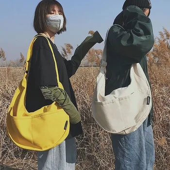 

2019 New sen xi Department of Literature and Art Canvas Bag Women Dumplings Shaped Vintage