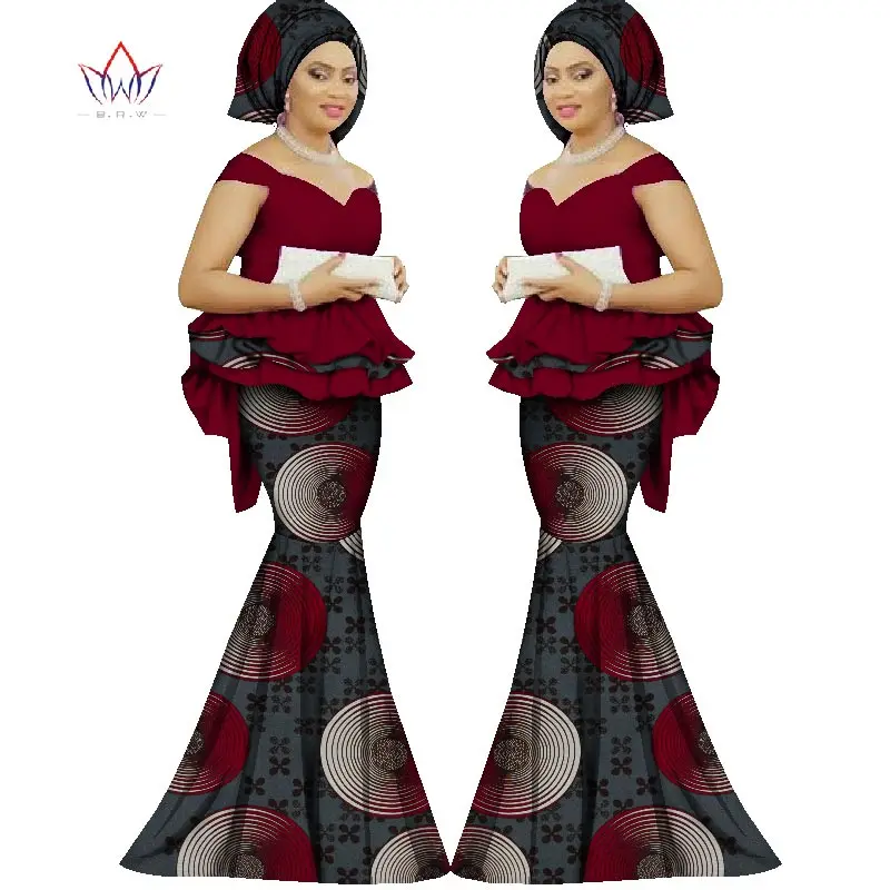 Летний комплект с юбкой, Африканский Дашики, Женский традиционный Базен, принт размера плюс, Дашики, африканские платья для женщин, костюм, 2 штуки, WY1312 - Цвет: 28