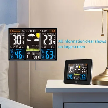 

New Weather Station Wireless Digital Color Forecast Alarm Clock Indoor Outdoor Thermometer Hygrometer Sensor Backlight Clock