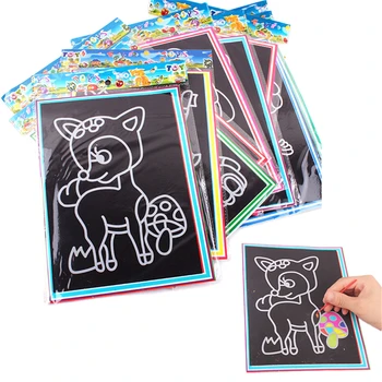 

1 pcs Small Size Kids Scraping Painting Education Learning Toys For Children Scratch Black Cardboard Draw Paper Sketch 9*12CM