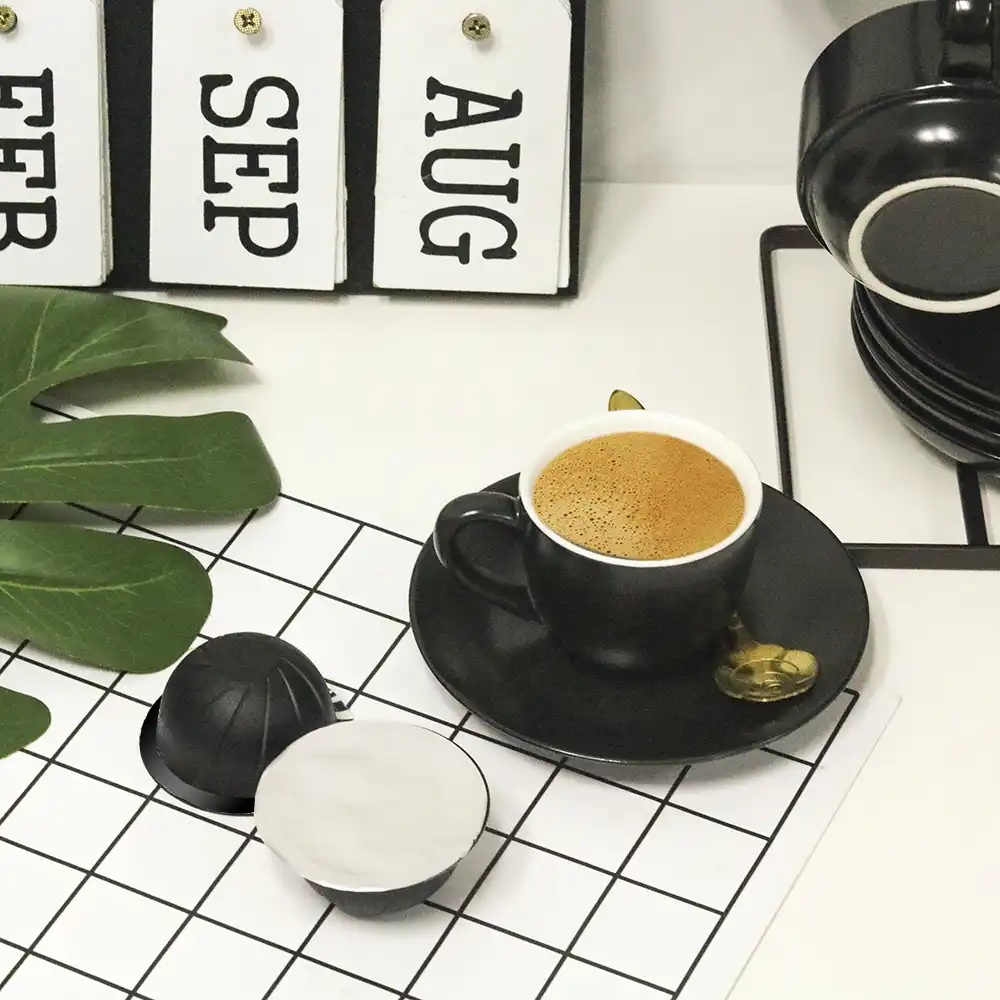 Многоразовые капсулы icafilas для кофе Nespresso Vertuo с одноразовой фольгой и уплотнением