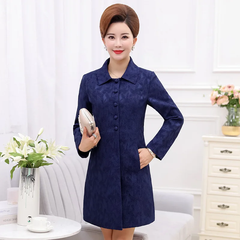

Mom Coat Women's Spring And Autumn 2018 New Style 40-Year-Old 50 Middle-aged Tops Female Autumn Mid-length Elegant Nobility Tren